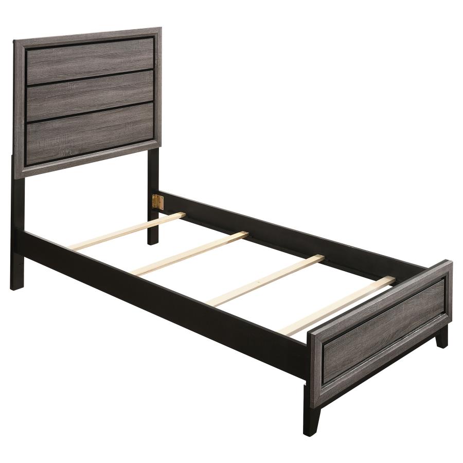 (image for) Watson Wood Twin Panel Bed Grey Oak