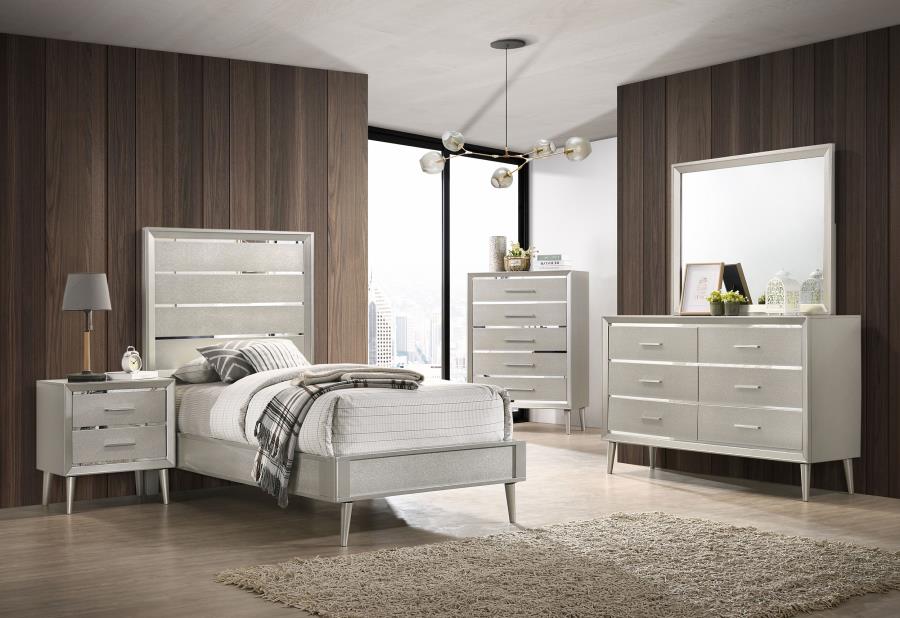 (image for) Ramon 5-piece Twin Bedroom Set Metallic Sterling