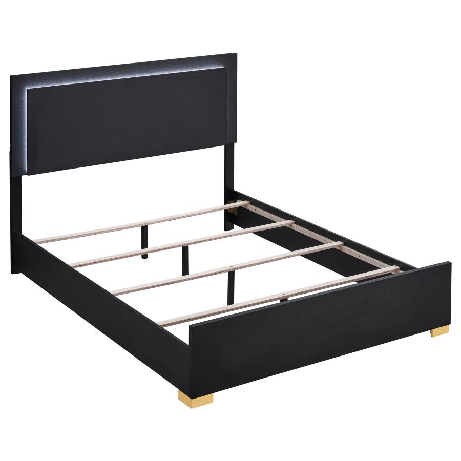 (image for) Marceline Wood Queen LED Panel Bed Black