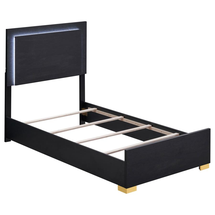 (image for) Marceline Wood Twin LED Panel Bed Black