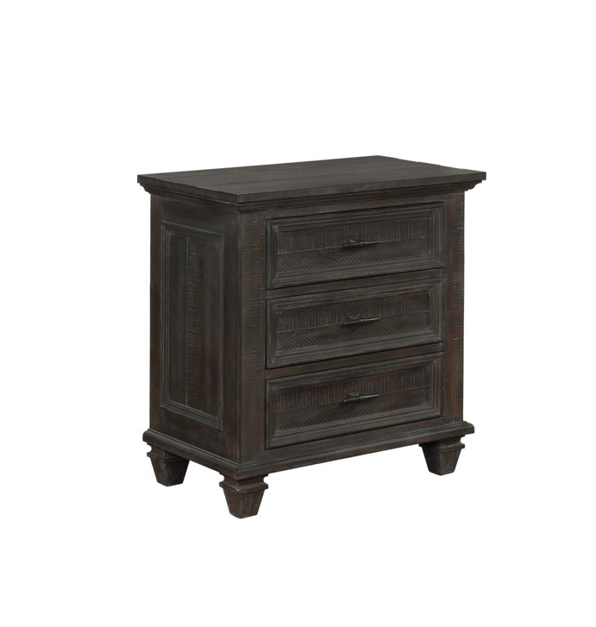 (image for) Atascadero 3-drawer Nightstand Weathered Carbon