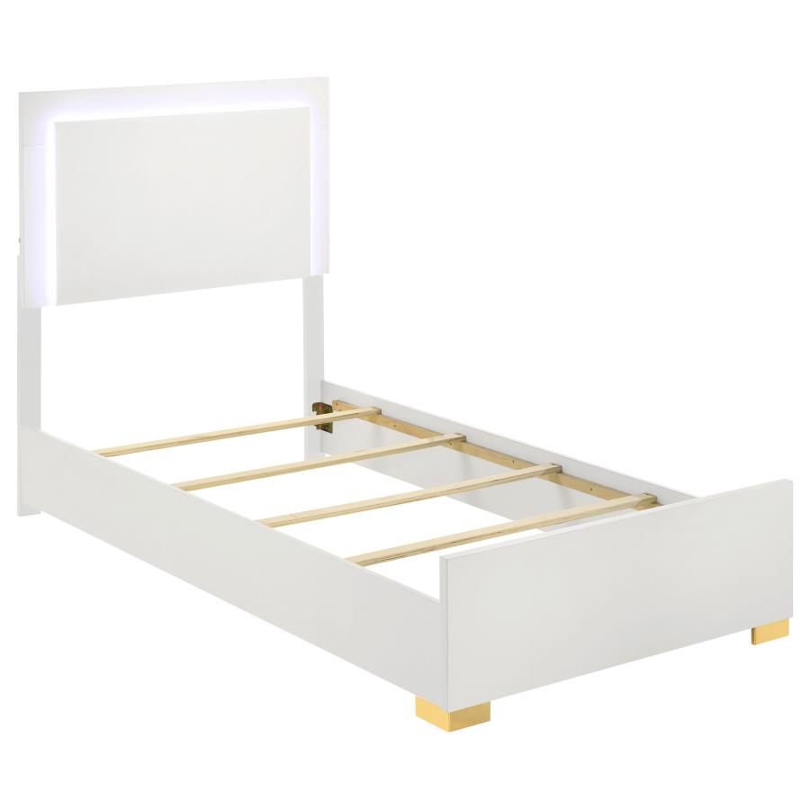 (image for) Marceline Wood Twin LED Panel Bed White