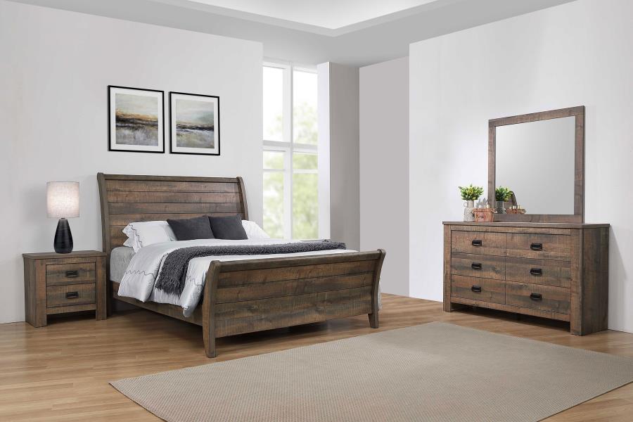 (image for) Frederick 4-piece Eastern King Bedroom Set Weathered Oak