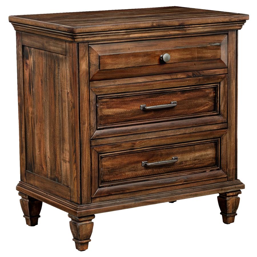 (image for) Avenue 3-drawer Nightstand Weathered Burnished Brown