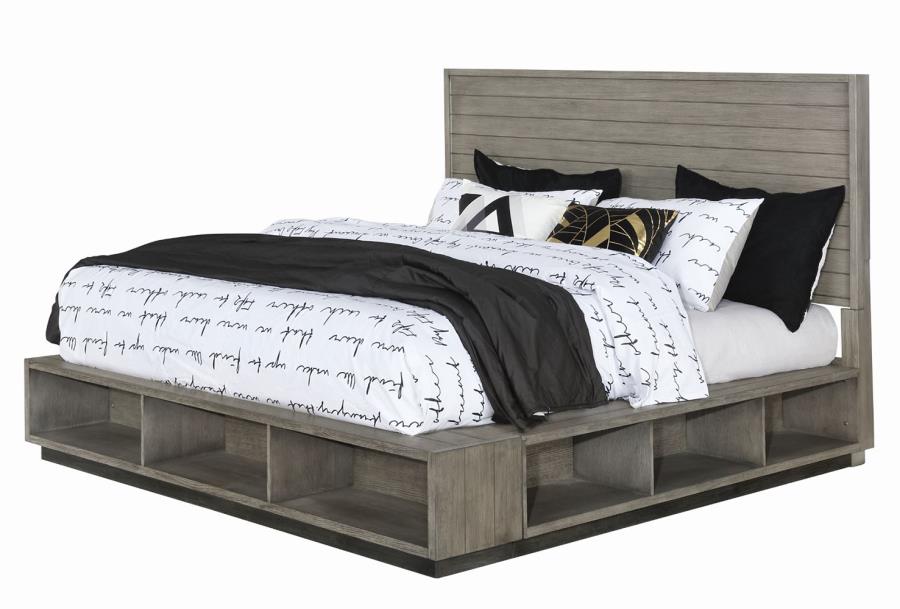 (image for) Derbyshire Wood California King Storage Panel Bed Grey Oak