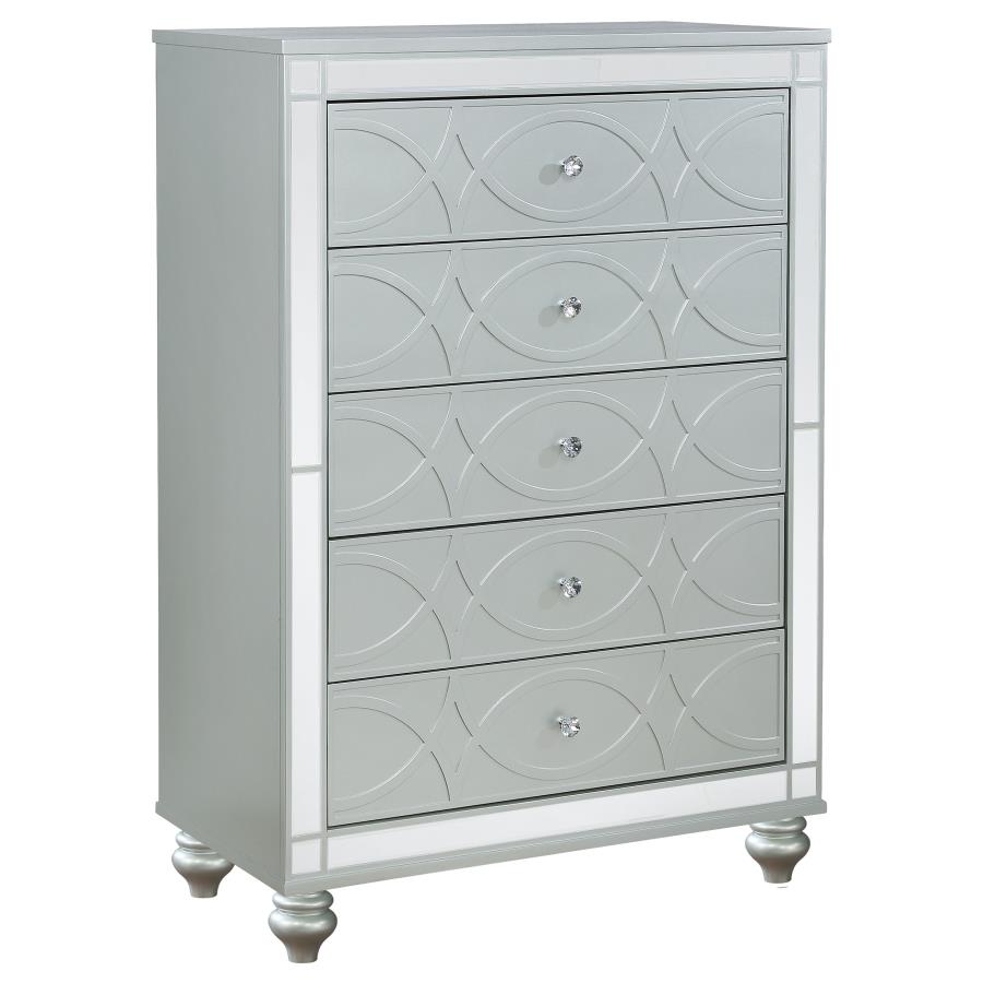 (image for) Gunnison 5-drawer Bedroom Chest Silver Metallic