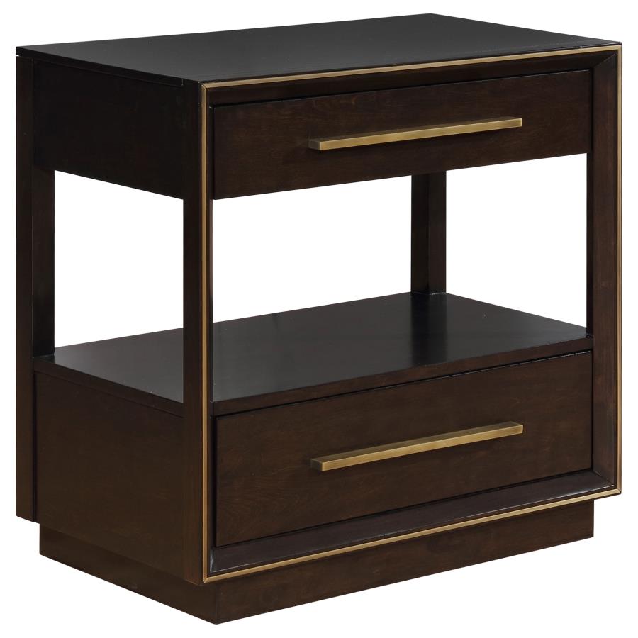 (image for) Durango 2-drawer Nightstand Smoked Peppercorn