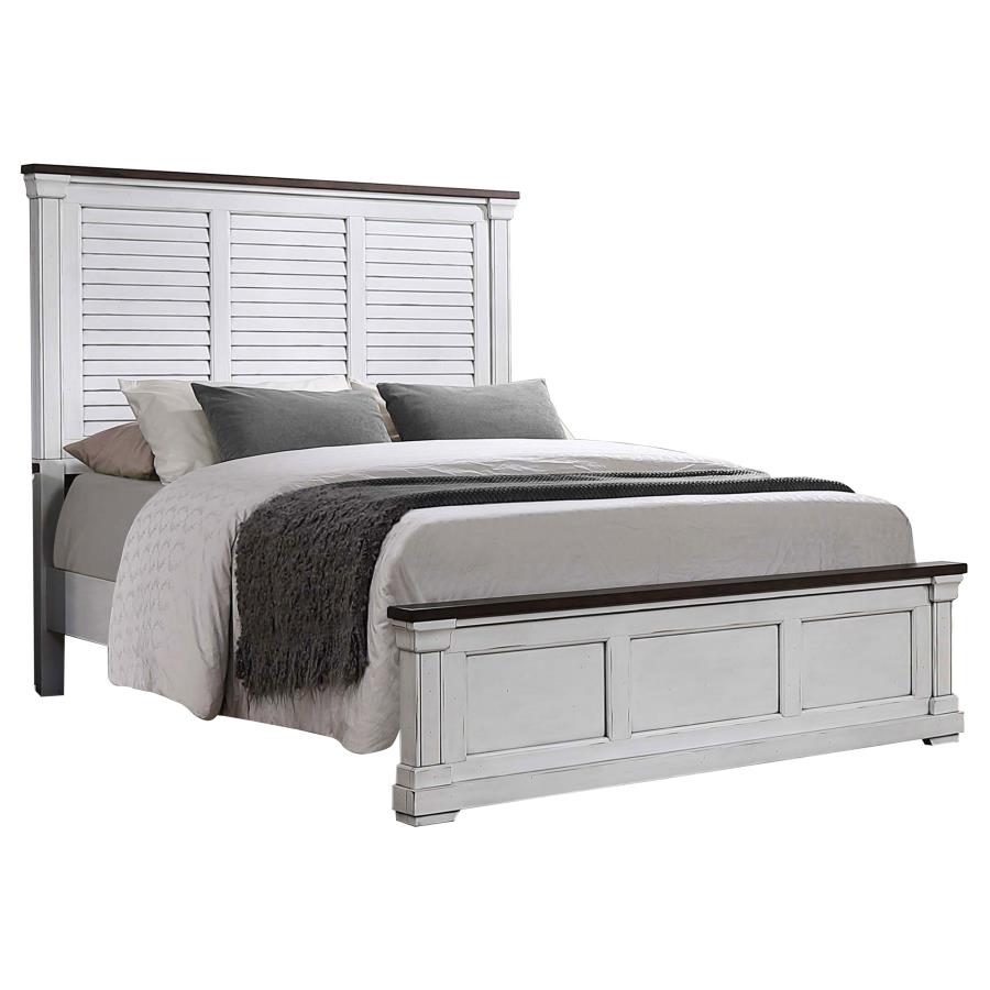 (image for) Hillcrest Wood Eastern King Panel Bed Distressed White