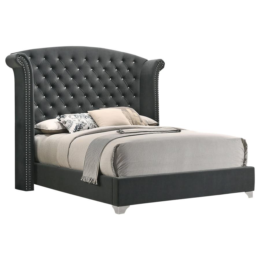 (image for) Melody Upholstered Eastern King Wingback Bed Grey