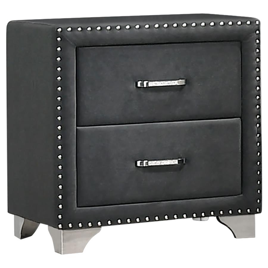 (image for) Melody Upholstered 2-drawer Nightstand Grey