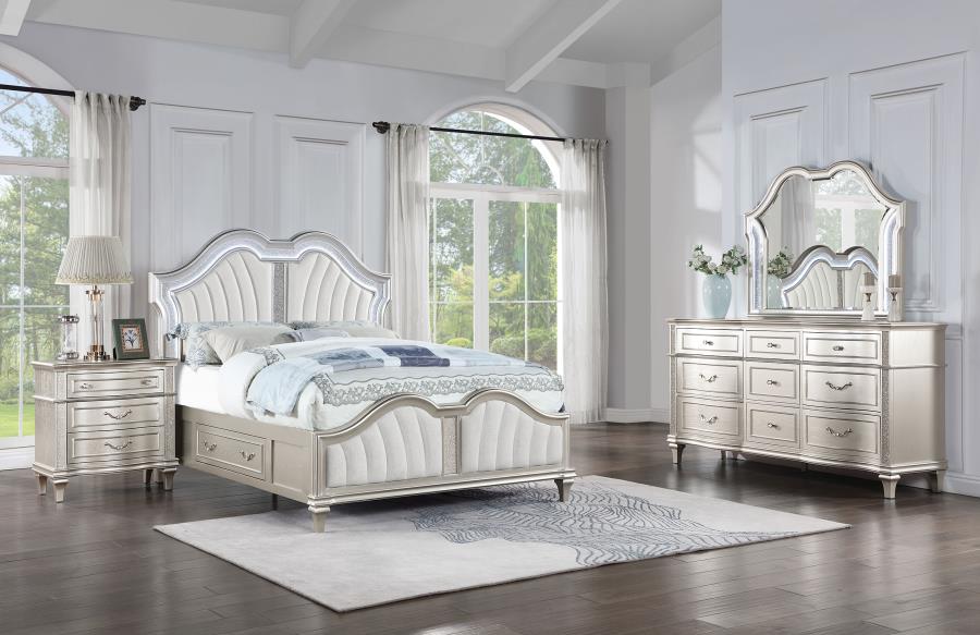 (image for) Evangeline 4-piece Eastern King Bedroom Set Silver Oak