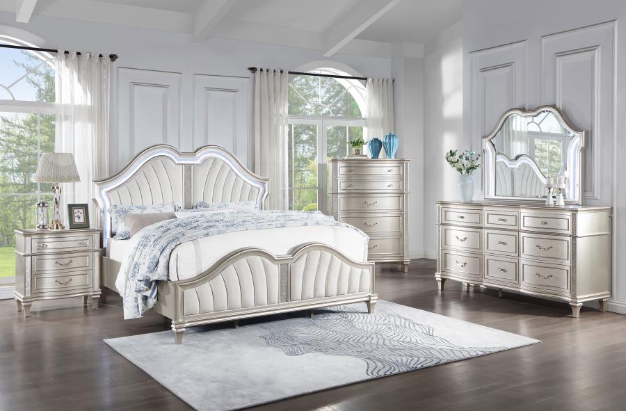 (image for) Evangeline 5-piece Eastern King Bedroom Set Silver Oak