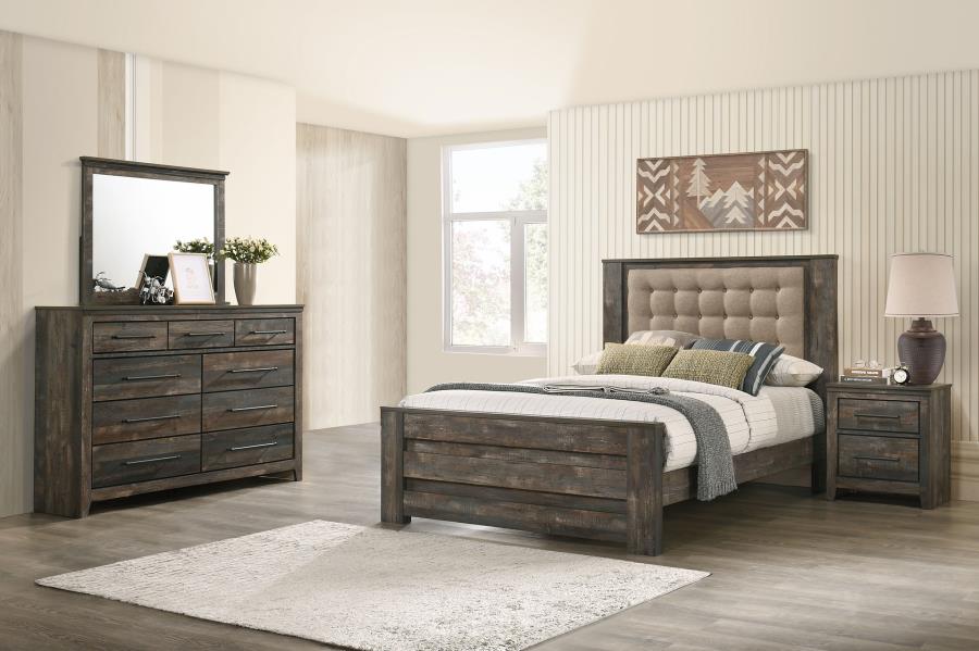 (image for) Ridgedale 4-piece Eastern King Bedroom Set Weathered Dark Brown and Latte