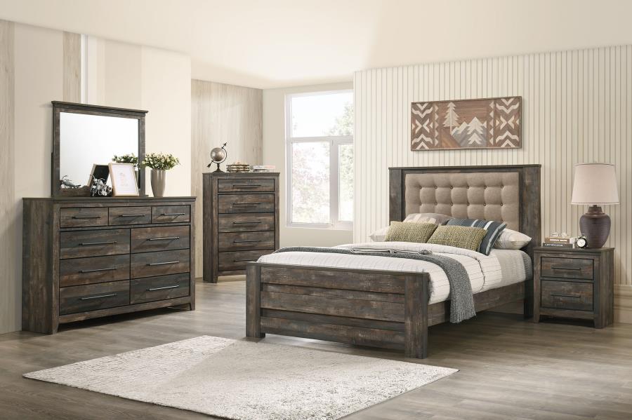 (image for) Ridgedale 5-piece Queen Bedroom Set Weathered Dark Brown and Latte