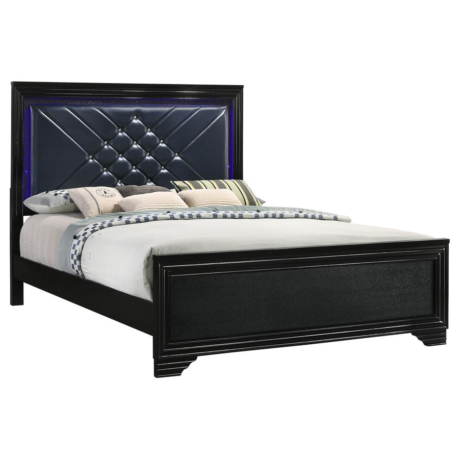 (image for) Penelope Wood Queen LED Panel Bed Midnight Star