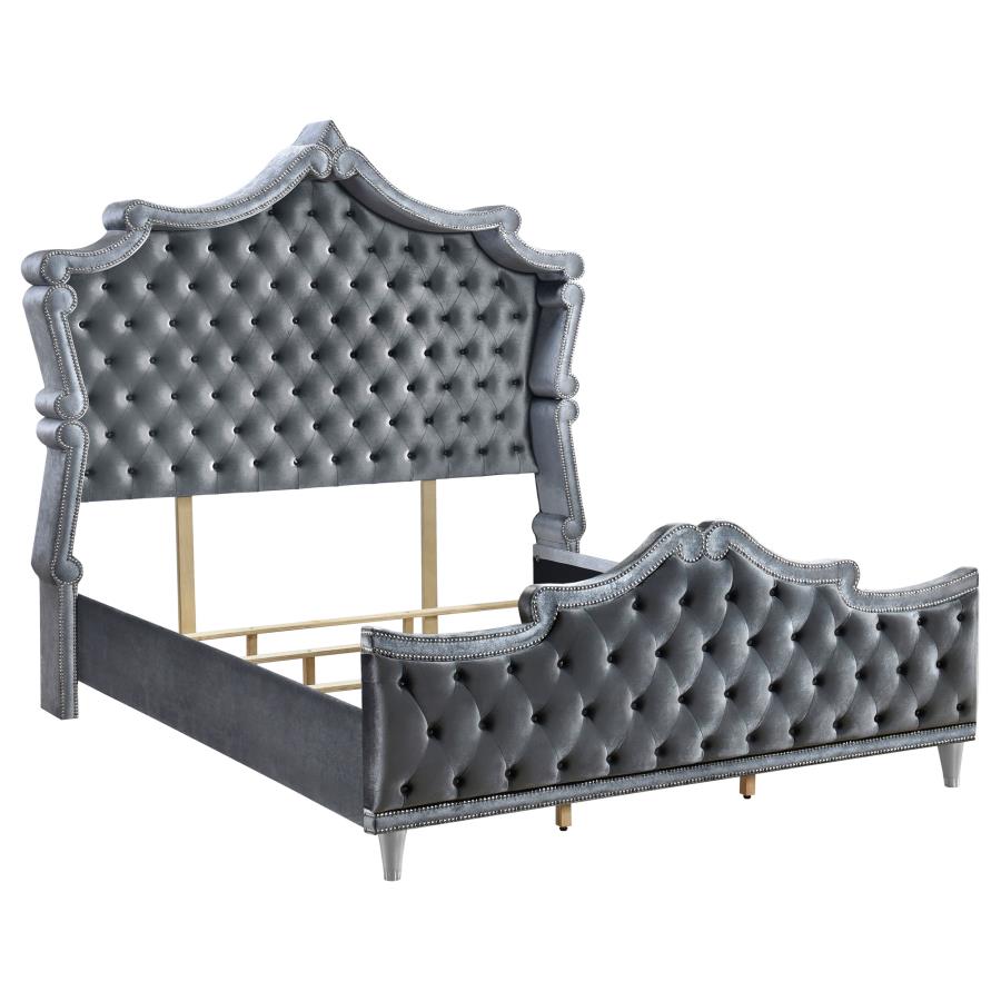 (image for) Antonella Upholstered Eastern King Panel Bed Grey