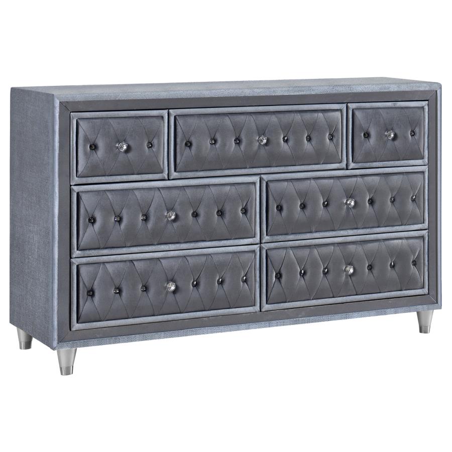 (image for) Antonella 7-drawer Upholstered Dresser Grey