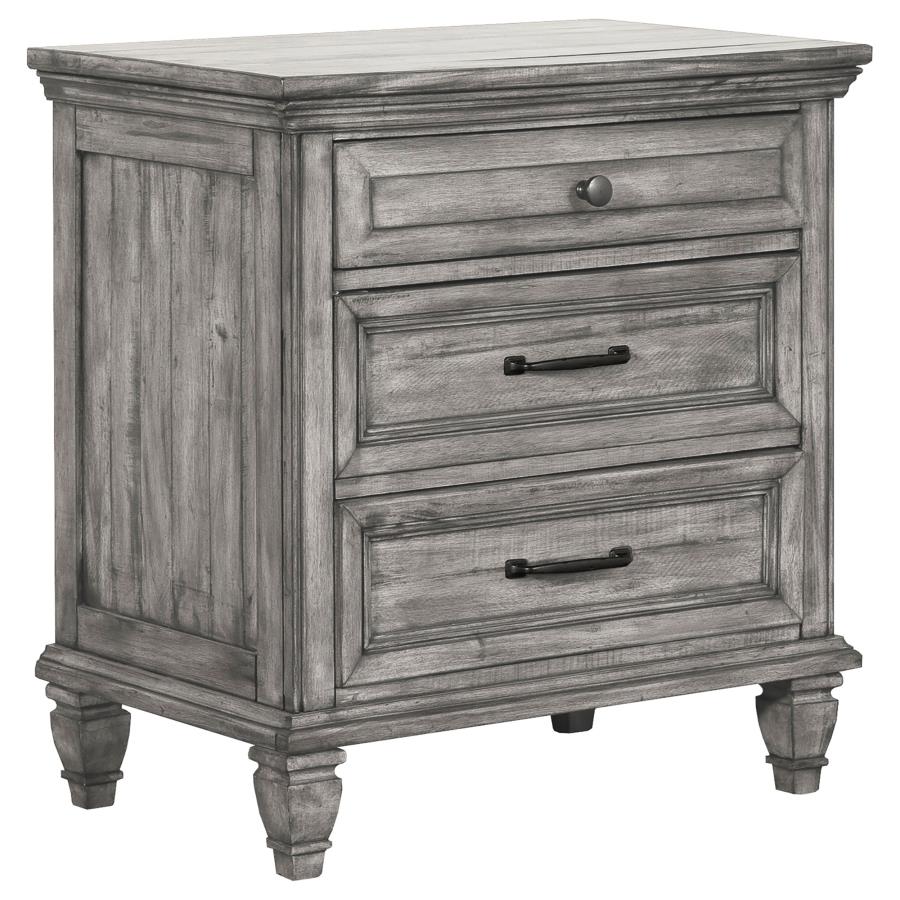 (image for) Avenue 3-drawer Nightstand Weathered Grey