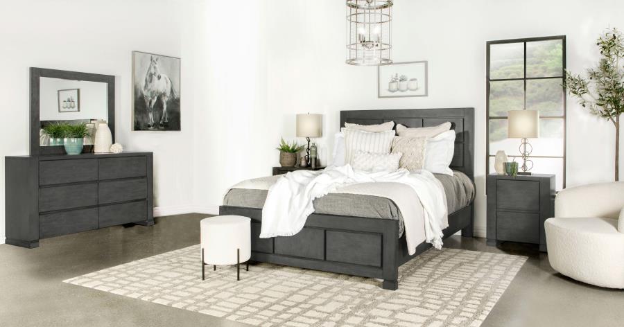 (image for) Lorenzo 4-piece Eastern King Bedroom Set Dark Grey