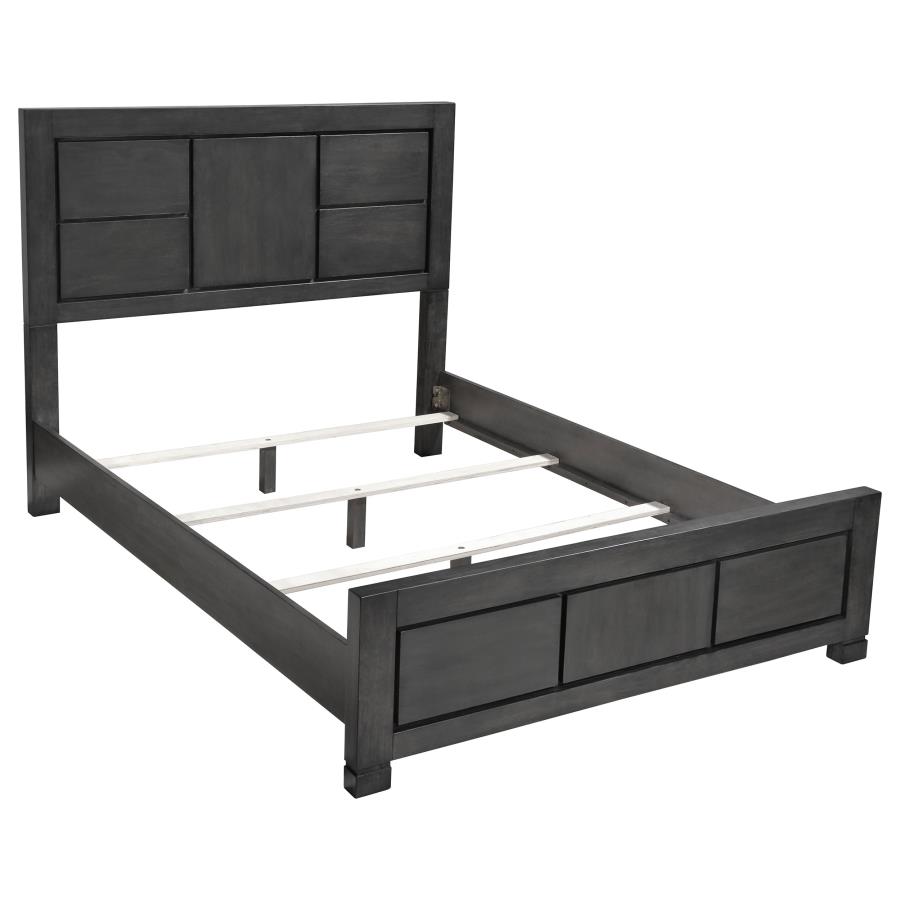 (image for) Lorenzo Wood Queen Panel Bed Dark Grey