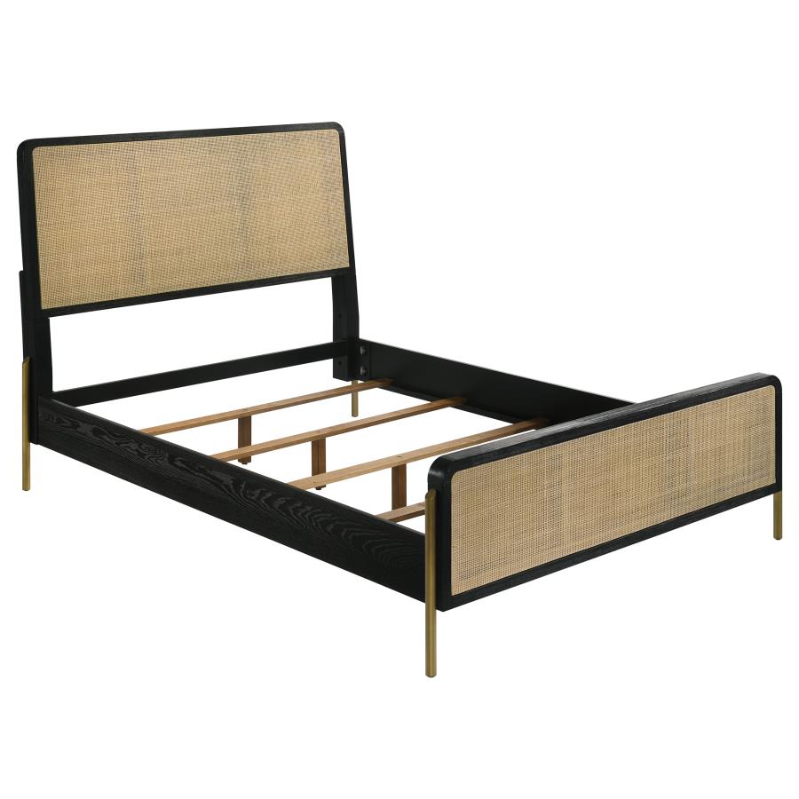 (image for) Arini Rattan Eastern King Panel Bed Black and Natural