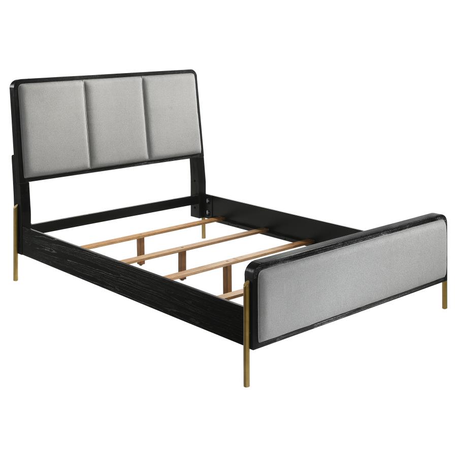 (image for) Arini Upholstered Eastern King Panel Bed Black and Grey