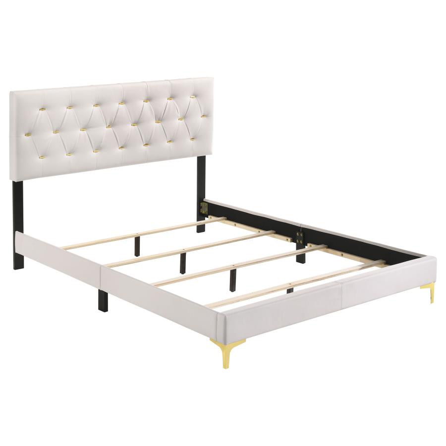 (image for) Kendall Upholstered Eastern King Panel Bed White