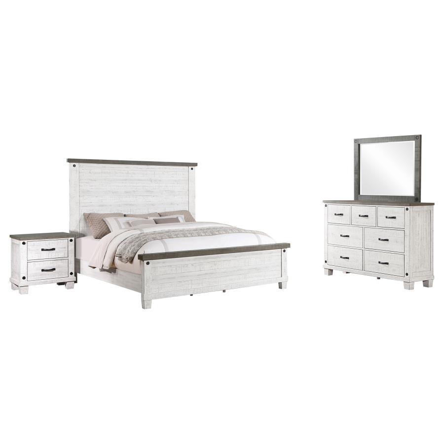 (image for) Lilith 4-piece Eastern King Bedroom Set Distressed White