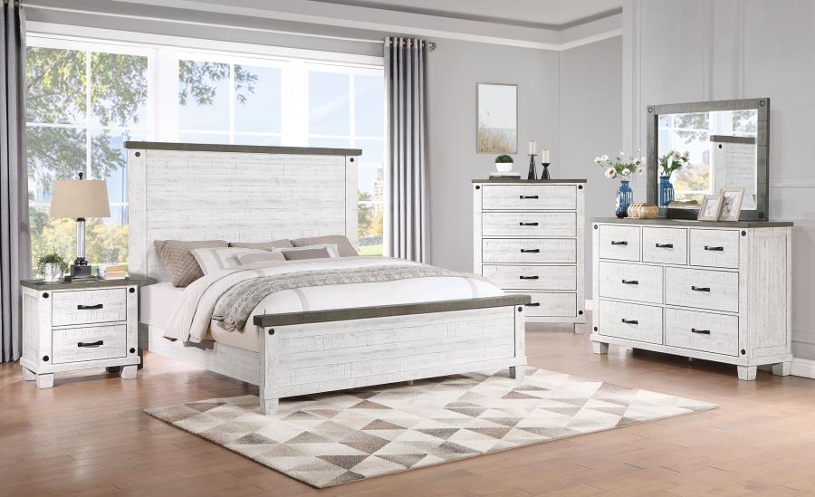 (image for) Lilith 5-piece Queen Bedroom Set Distressed White