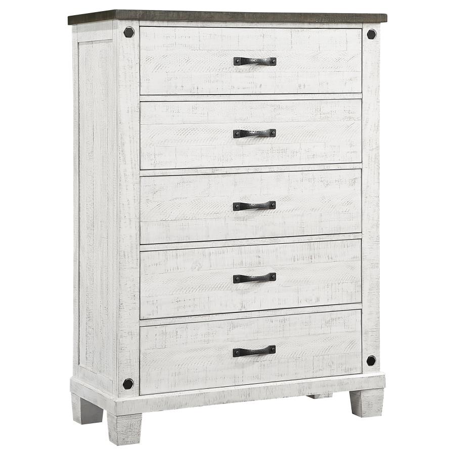 (image for) Lilith 5-drawer Bedroom Chest Distressed White