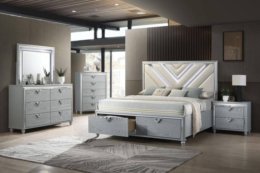 (image for) Veronica 5-piece Queen Bedroom Set Light Silver