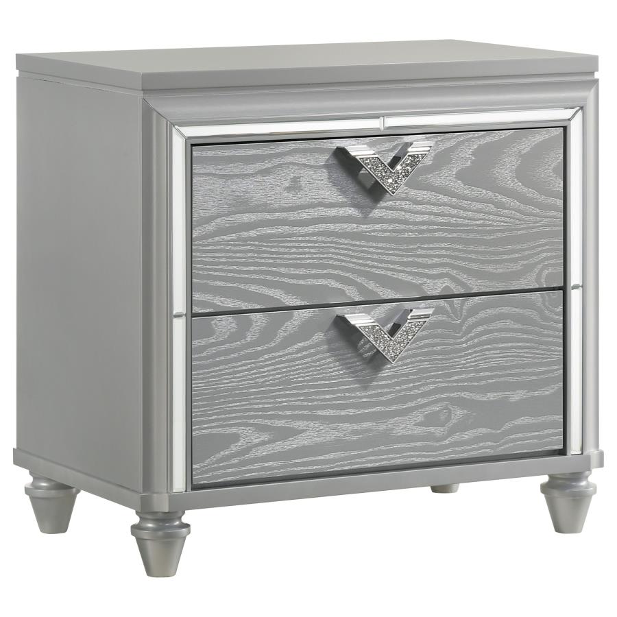 (image for) Veronica 2-drawer Nightstand Light Silver