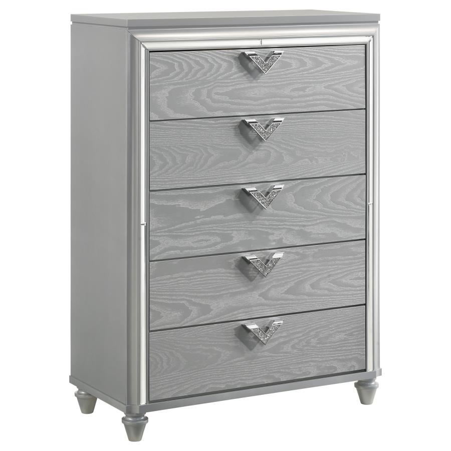 (image for) Veronica 5-drawer Bedroom Chest Light Silver