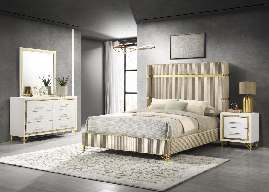 (image for) Lucia 4-piece Eastern King Bedroom Set Beige and White