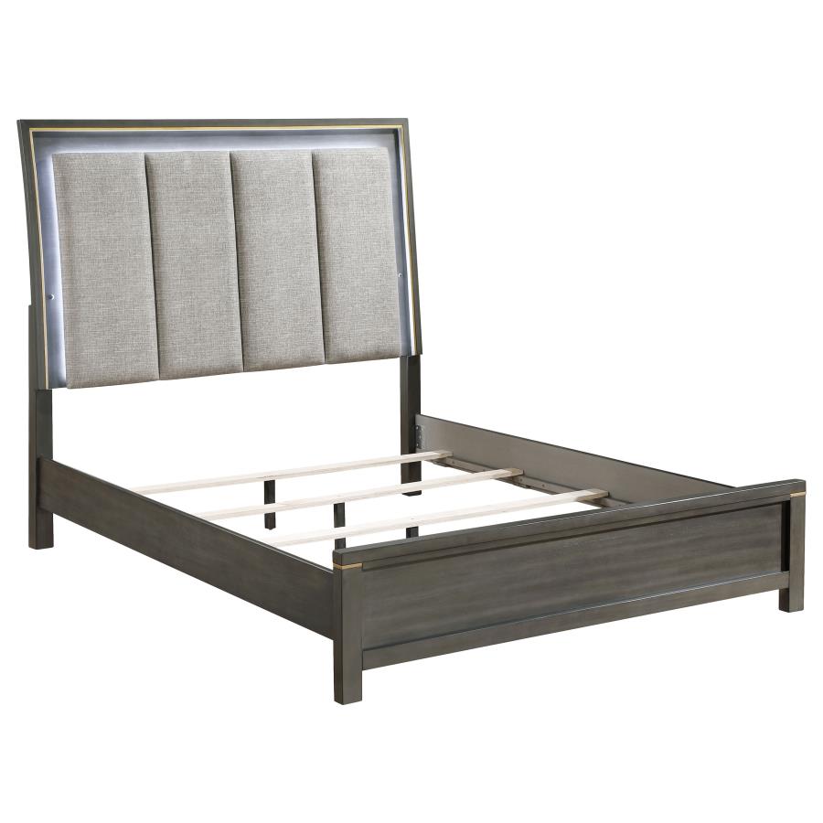 (image for) Kieran Wood California King LED Panel Bed Grey