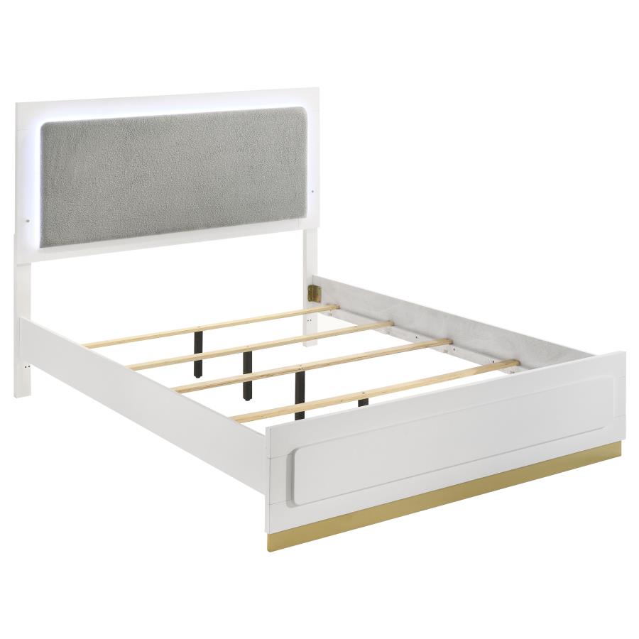 (image for) Caraway Wood Eastern King LED Panel Bed White