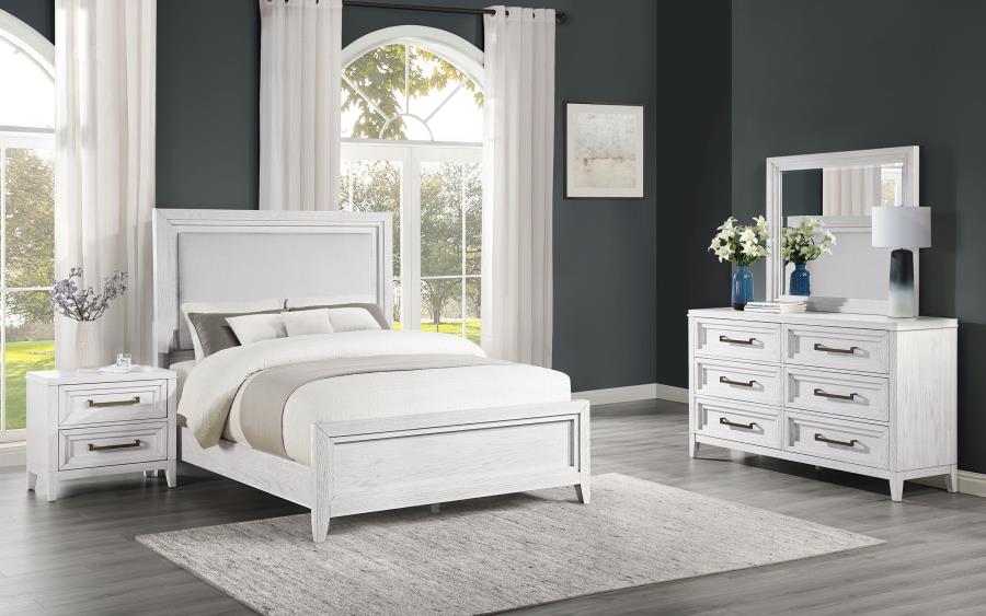 (image for) Marielle 4-piece Eastern King Bedroom Set Distressed White 