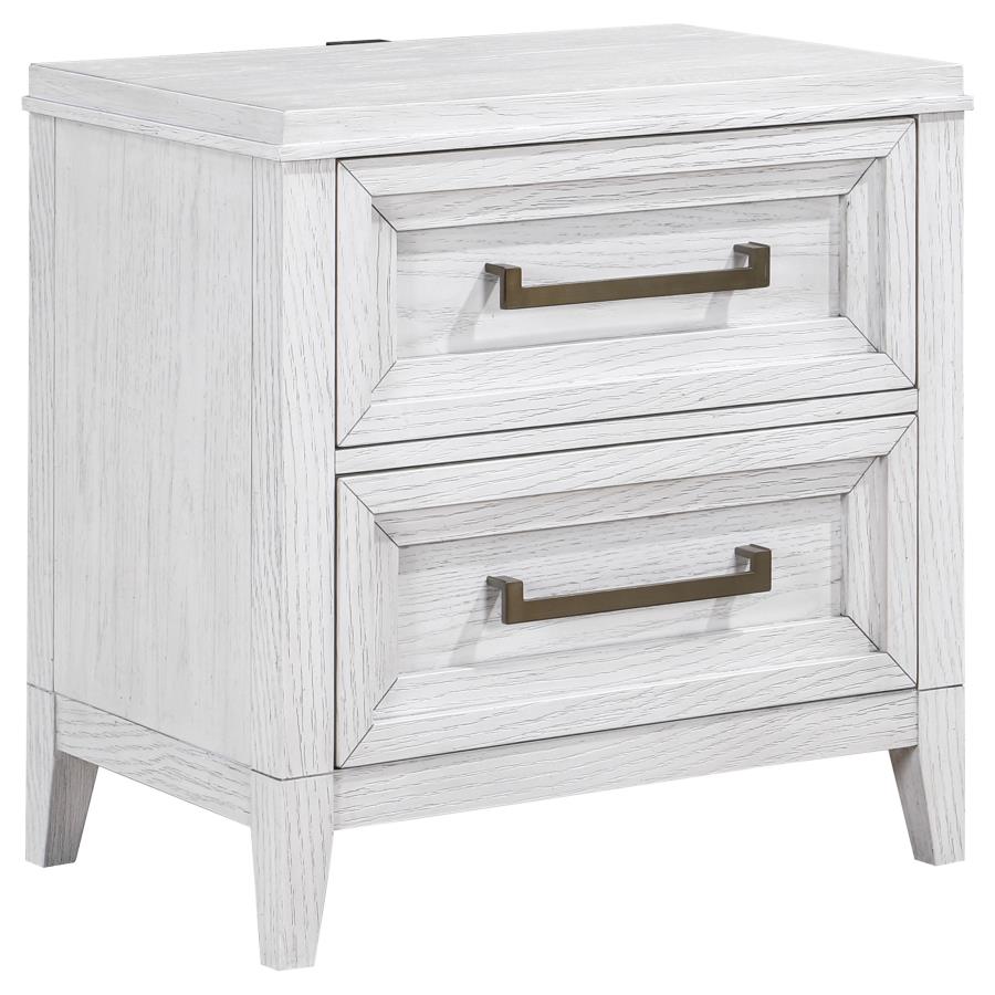 (image for) Marielle 2-drawer Nightstand Bedside Table Distressed White 