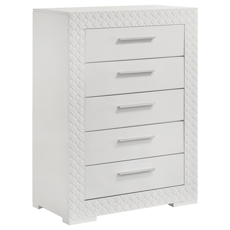 (image for) Ives 5-drawer Bedroom Chest of Drawers White High Gloss