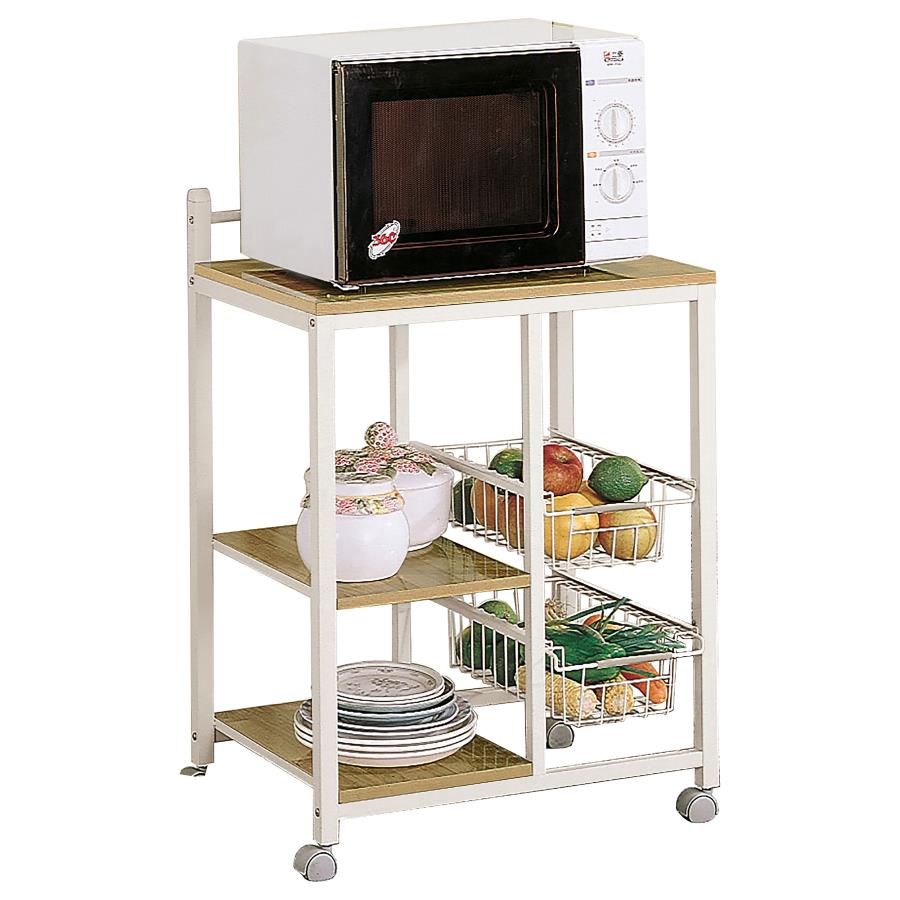 (image for) Kelvin 2-shelf Mobile Kitchen Cart Natural Brown and White