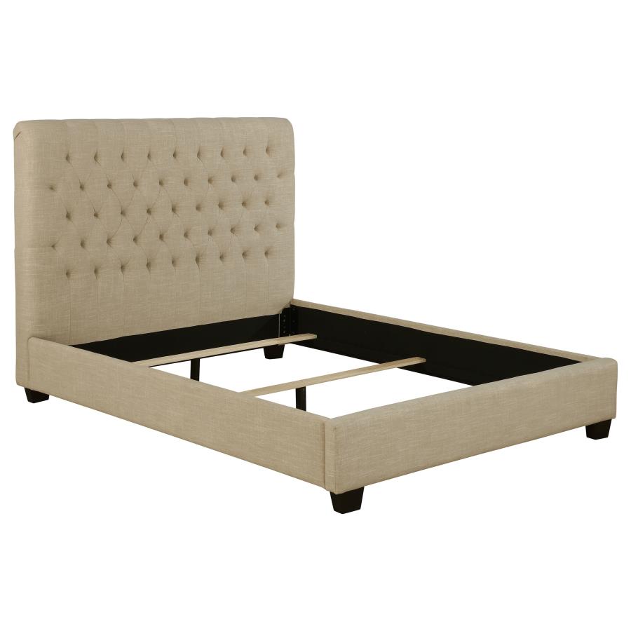 (image for) Chloe Upholstered Full Panel Bed Oatmeal