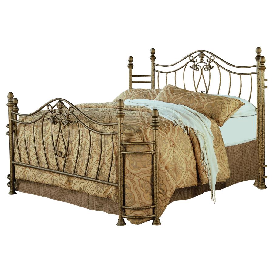 (image for) Sydney Metal Queen Open Frame Bed Antique Brushed Gold