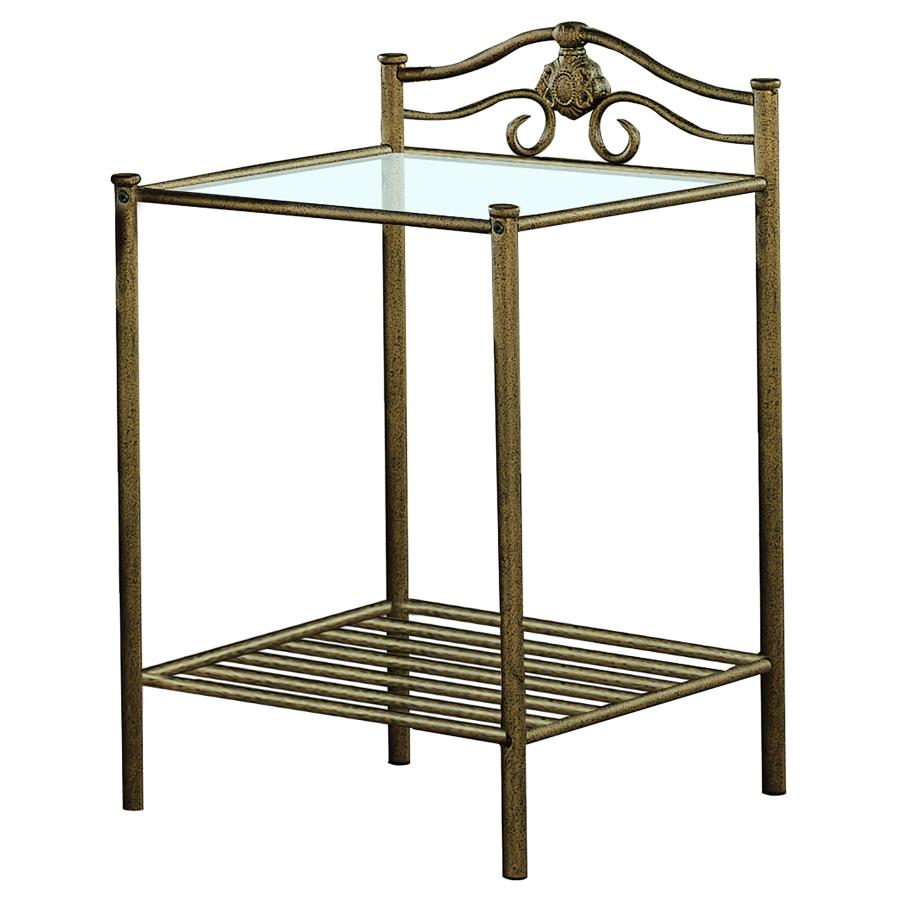 (image for) Sydney Metal 2-shelf Nightstand Antique Brushed Gold