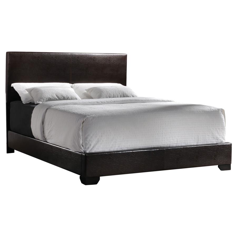 (image for) Conner Upholstered California King Panel Bed Dark Brown