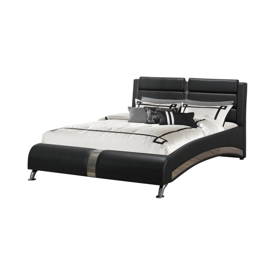 (image for) Jeremaine Upholstered Queen Sleigh Bed Black