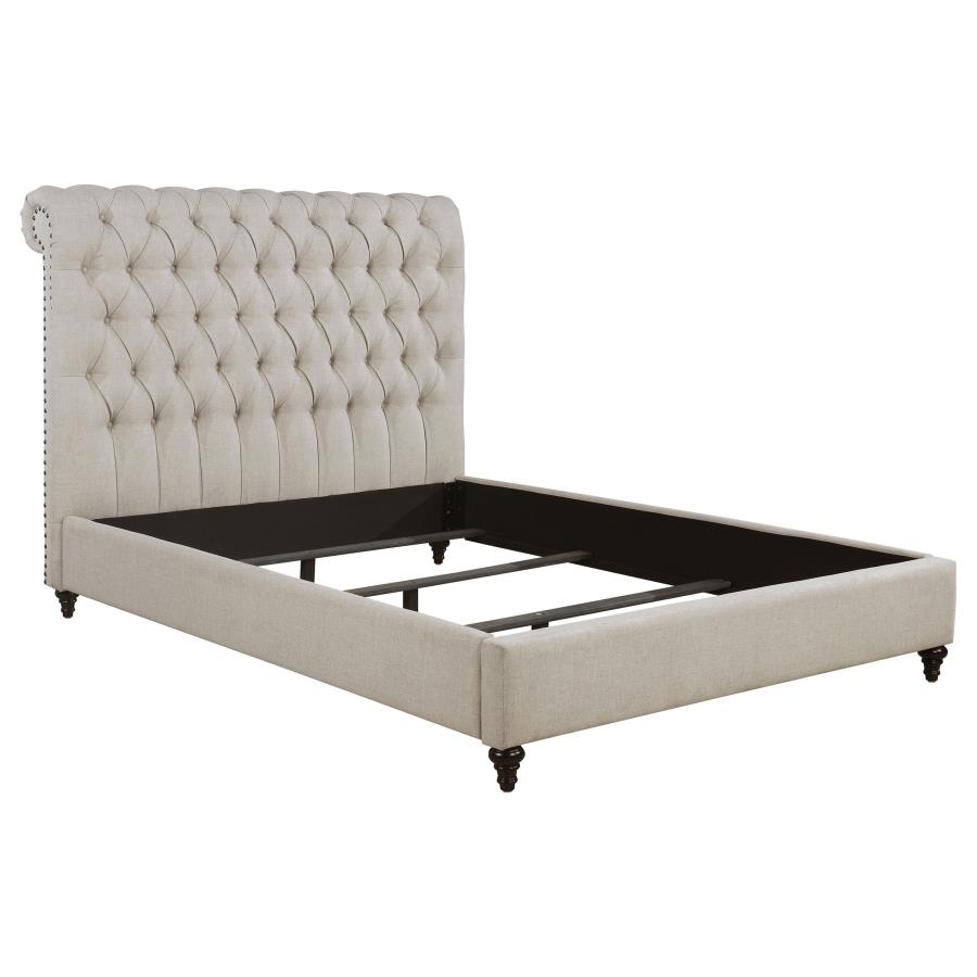 (image for) Devon Upholstered Full Panel Bed Beige