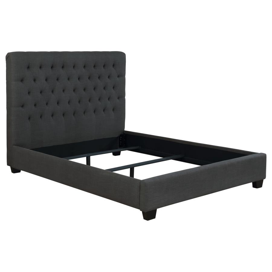 (image for) Chloe Upholstered Eastern King Panel Bed Charcoal