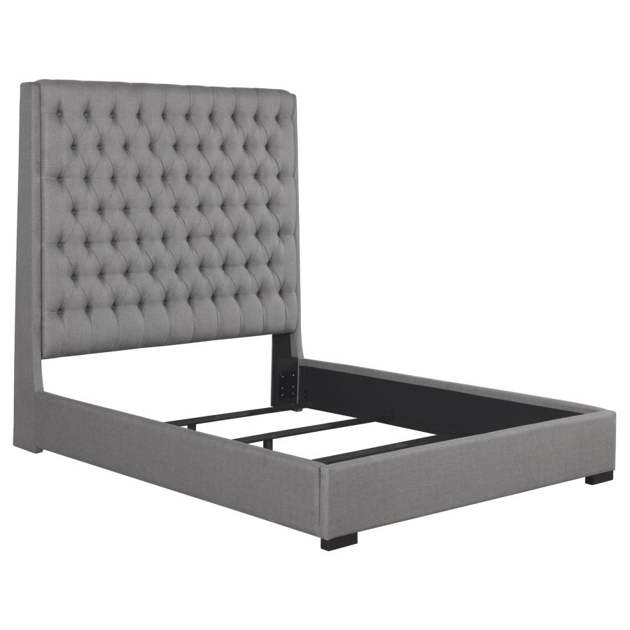 (image for) Camille Upholstered Queen Panel Bed Grey