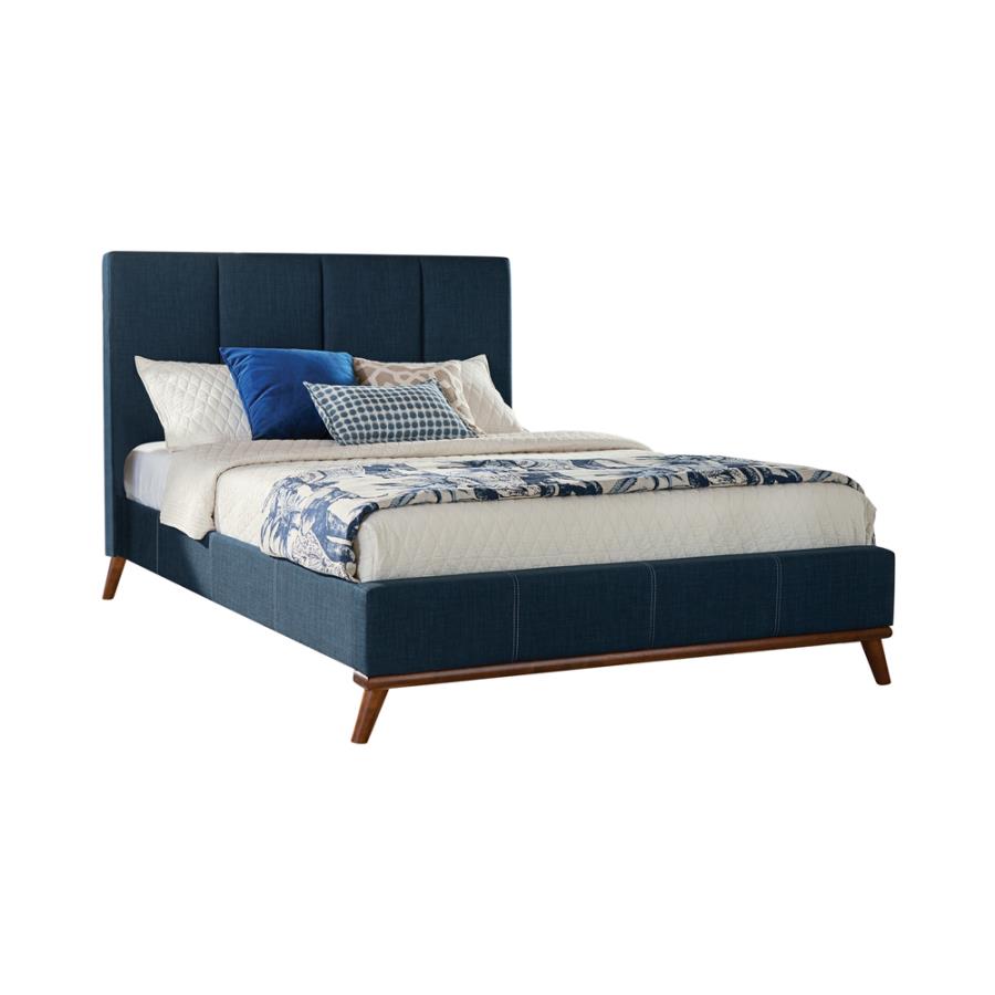 (image for) Charity Upholstered Queen Panel Bed Blue