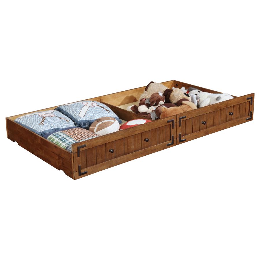 (image for) Oakdale Wood Storage Trundle Rustic Honey